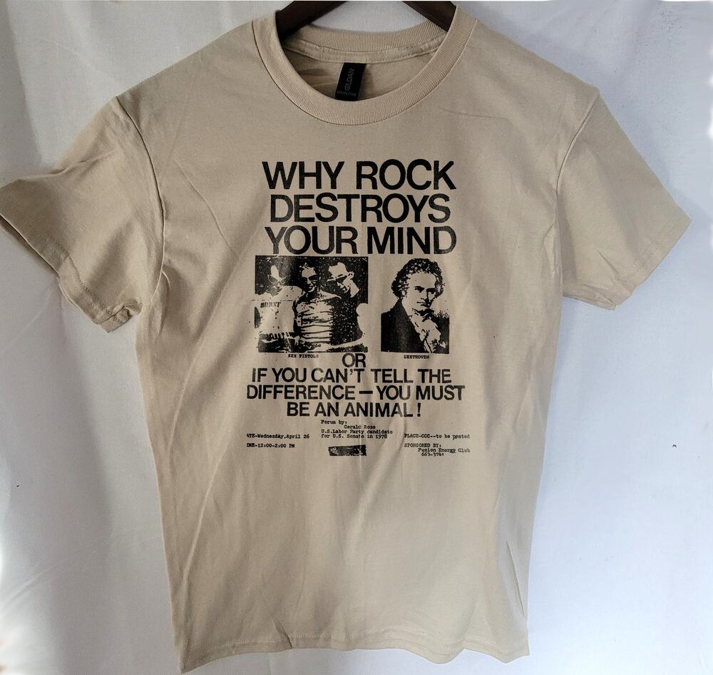 Why rock destroys your mind t shirt Size Small Cream